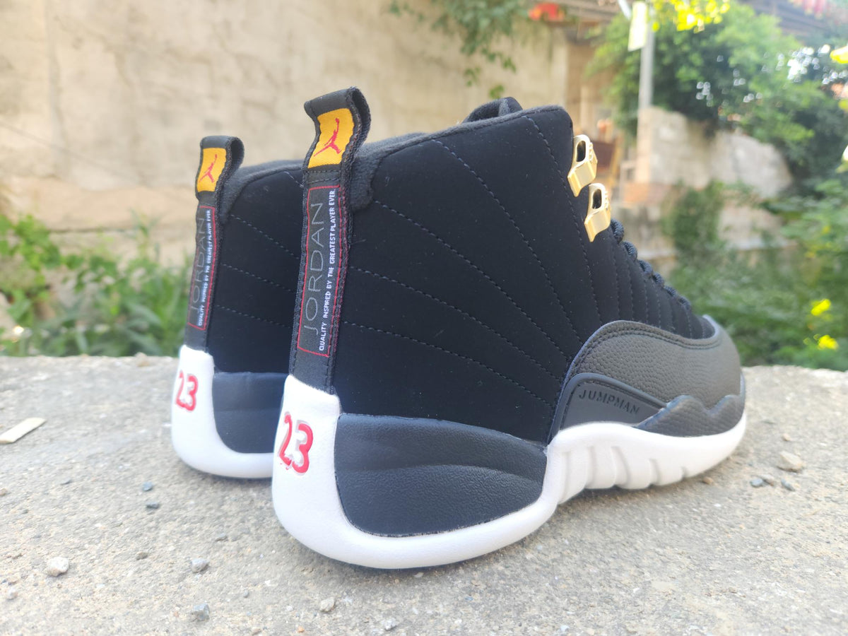 Air Jordan 12 Retro Black White Gold Men's