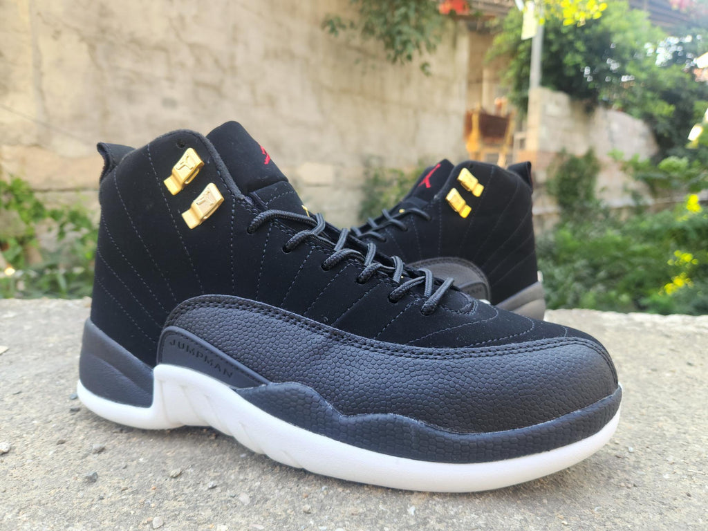 Air Jordan 12 Retro Black White Gold Men's