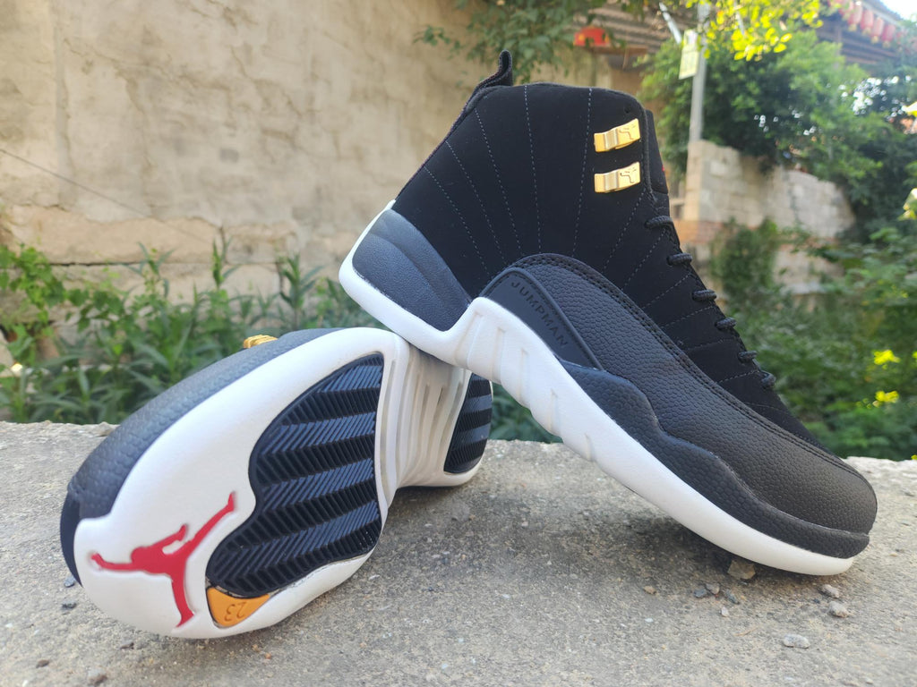 Air Jordan 12 Retro Black White Gold Men's