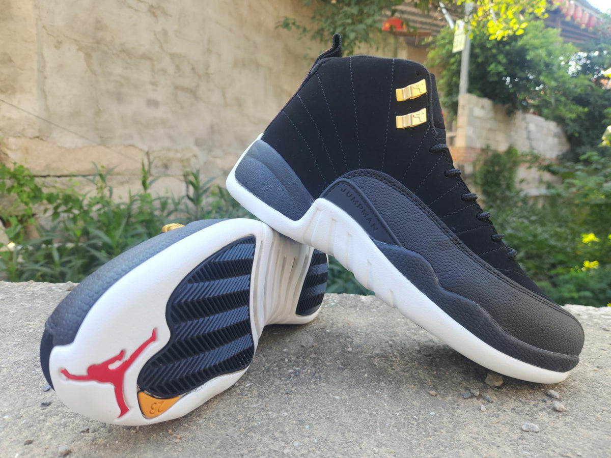 Air Jordan 12 Retro Black White Gold Men's