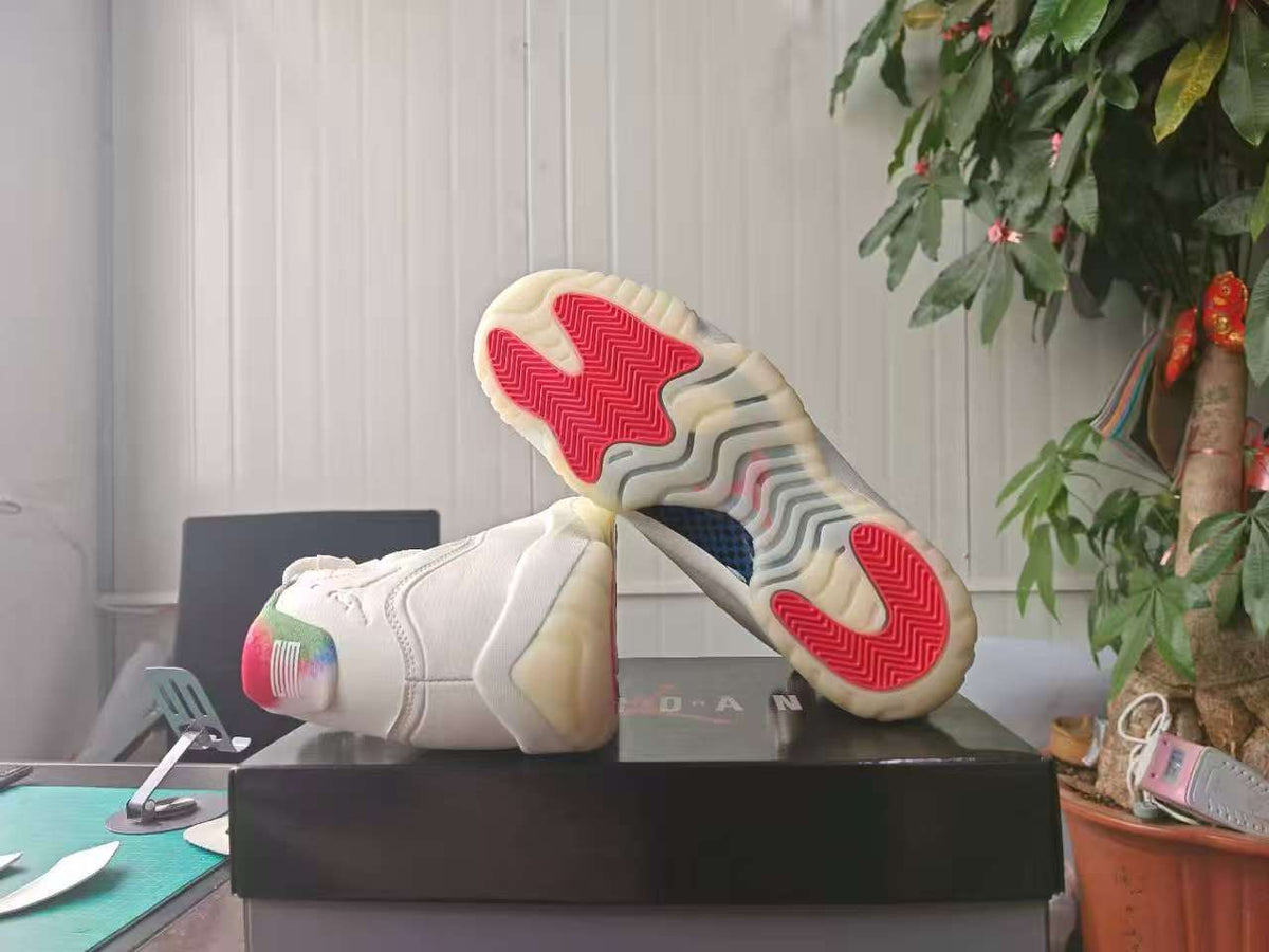 Air Jordan 11 Retro Sail Off-White Newsprint Sport Royal IO8959-133 Men's & Women's